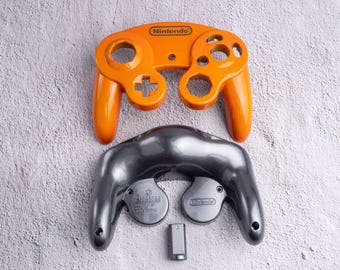 Orange and Silver - Custom Painted GameCube Controller Shells
