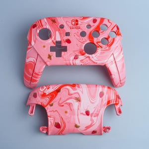 Switch Pro Controller Shells ~ Strawberry Milk ~ Custom Painted Shells for Official Nintendo Pro Controllers