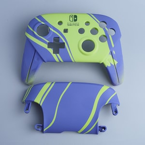 Switch Pro Controller / Shells ~ Green and Purple ~ Custom Painted Shells for Official Nintendo Pro Controllers