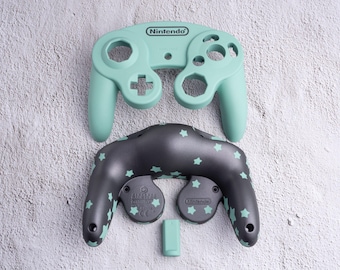 Teal and Silver - Custom Painted GameCube Controller Shells
