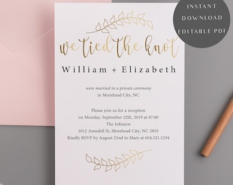 Elopement Reception Invitation Etsy