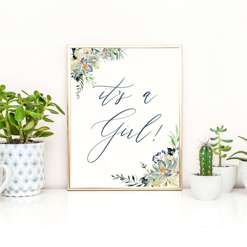 It's a Girl Sign Printable Greenery Its a Girl Sign Its - Etsy