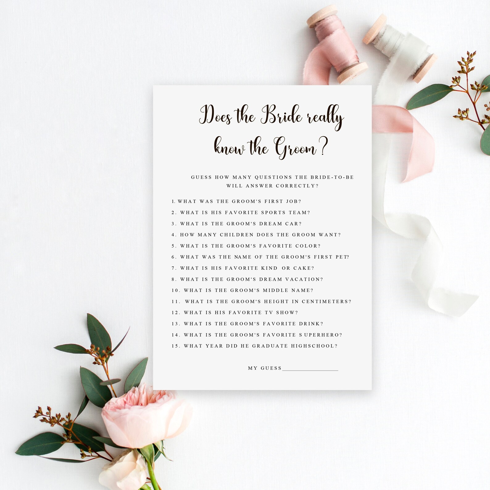 Does the Bride Really Know the Groom Bridal Shower Game Etsy