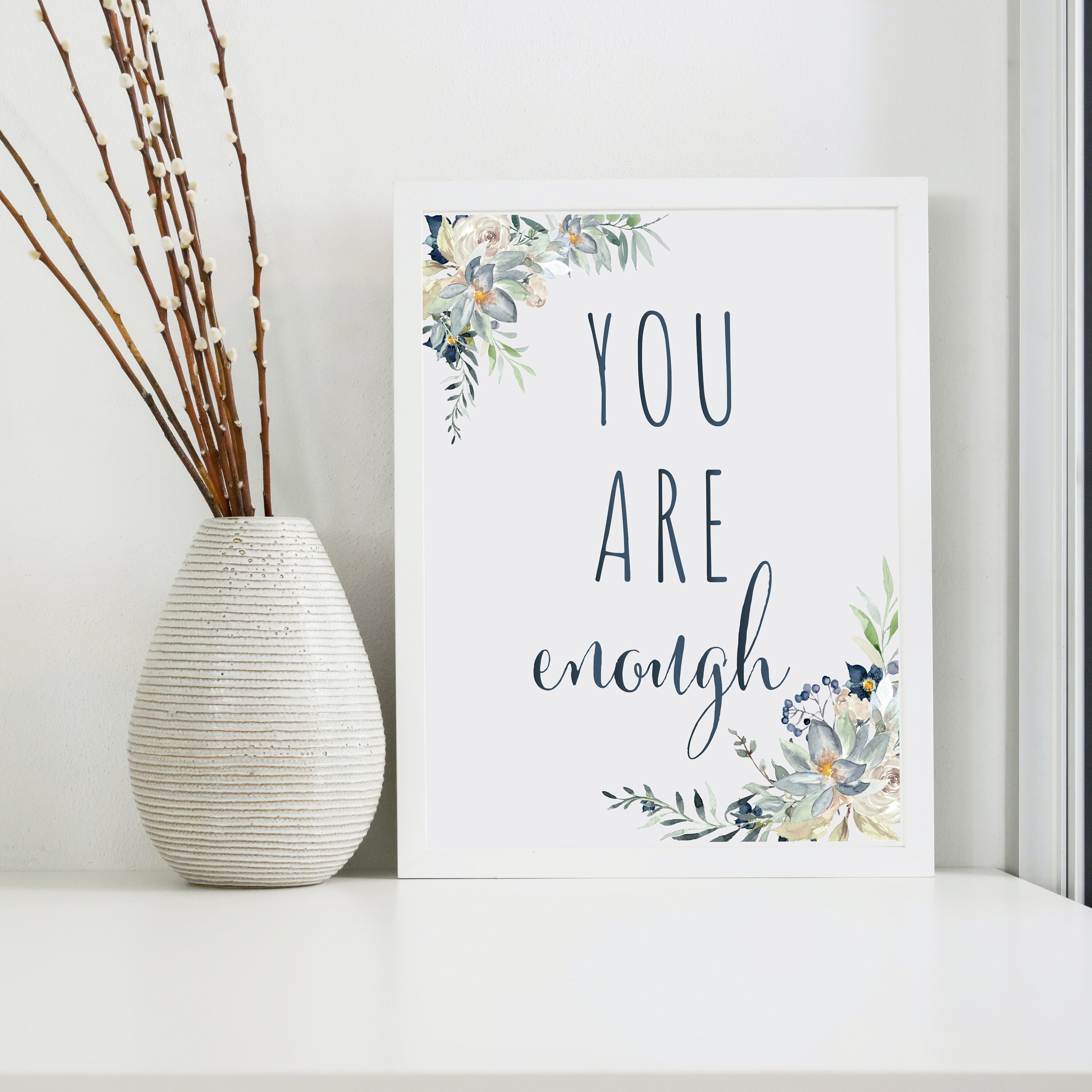 You Are Enough Sign Floral Sign Cute Saying Tabletop Sign Etsy