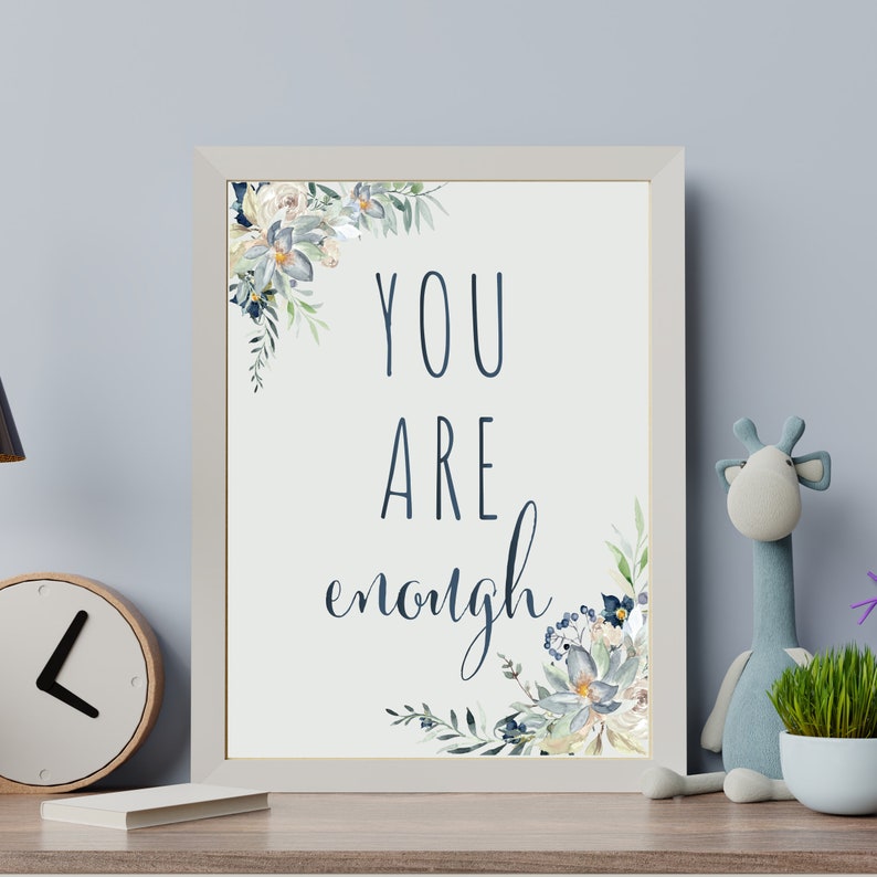 Cute Saying birthday Motivational Sign You are enough sign Floral Sign Self Care Decor You are so much more than enough Tabletop Sign