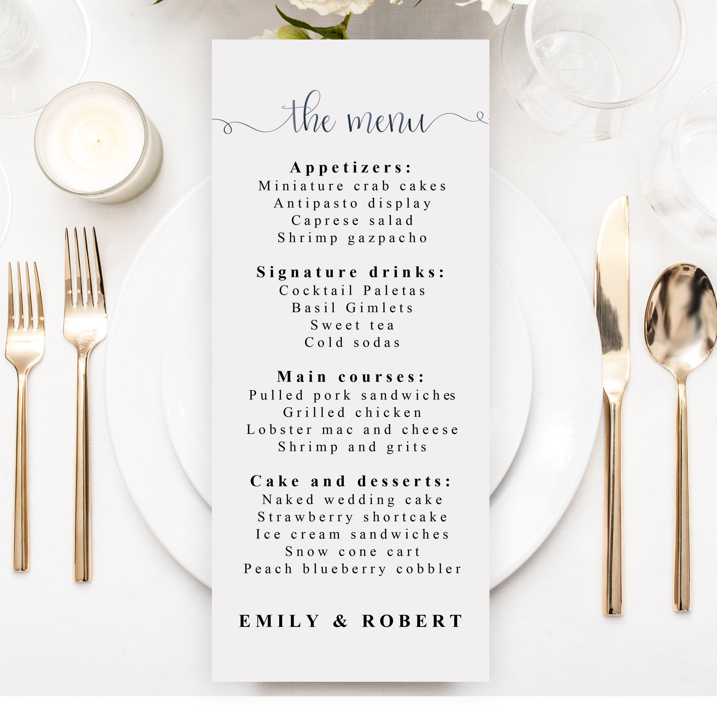 Printable Menu Cards Printable Menu Cards