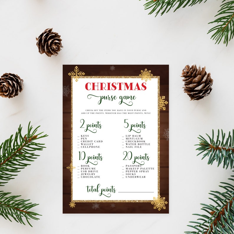 Christmas What's in Your Purse Game Christmas What's Etsy