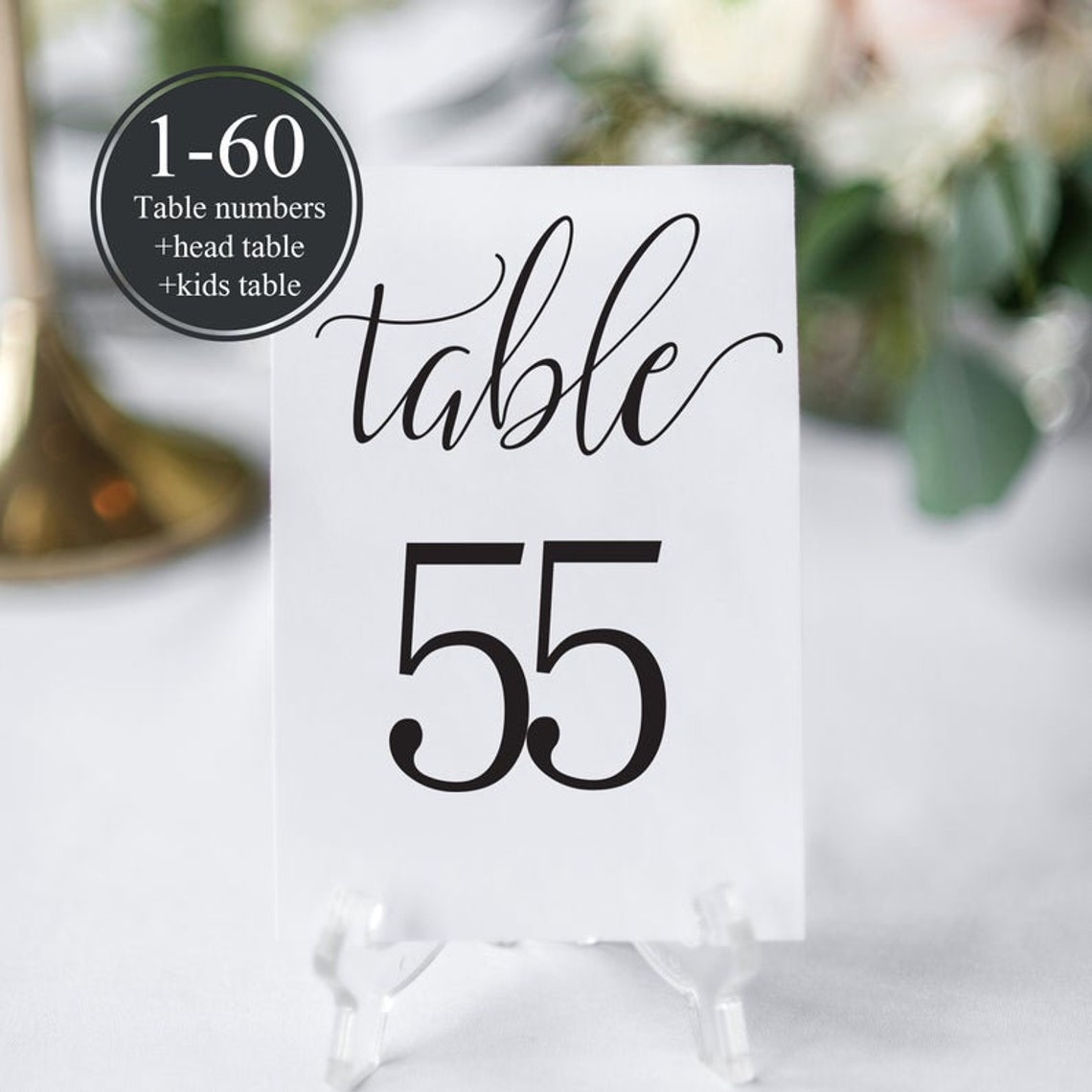 Table Numbers 1-60 Wedding Table Numbers Template Printable | Etsy