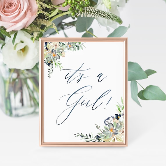 It's a Girl Sign Printable Greenery Its a Girl Sign Its | Etsy