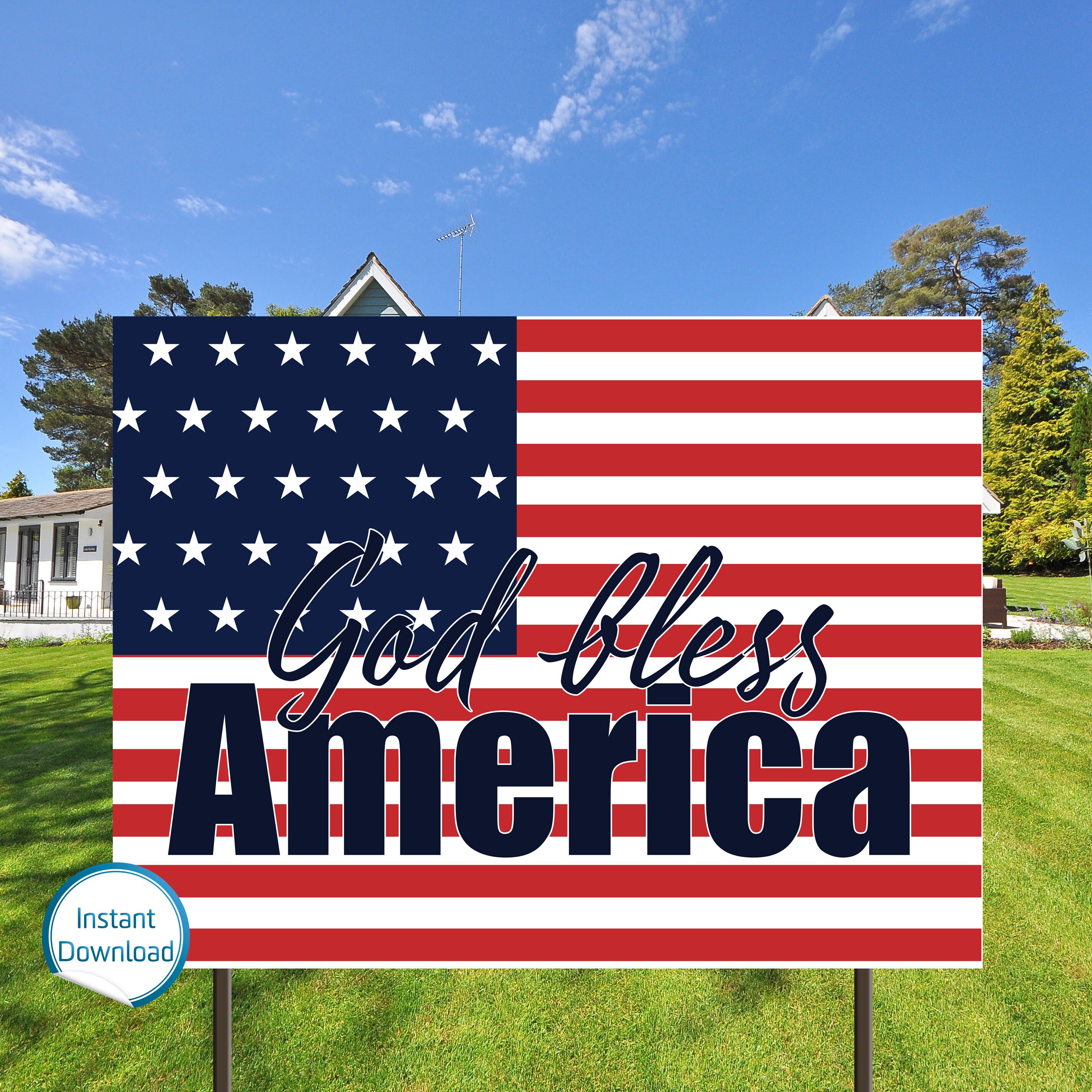 4th of July Yard Sign God Bless America Yard Signs Pray For Etsy