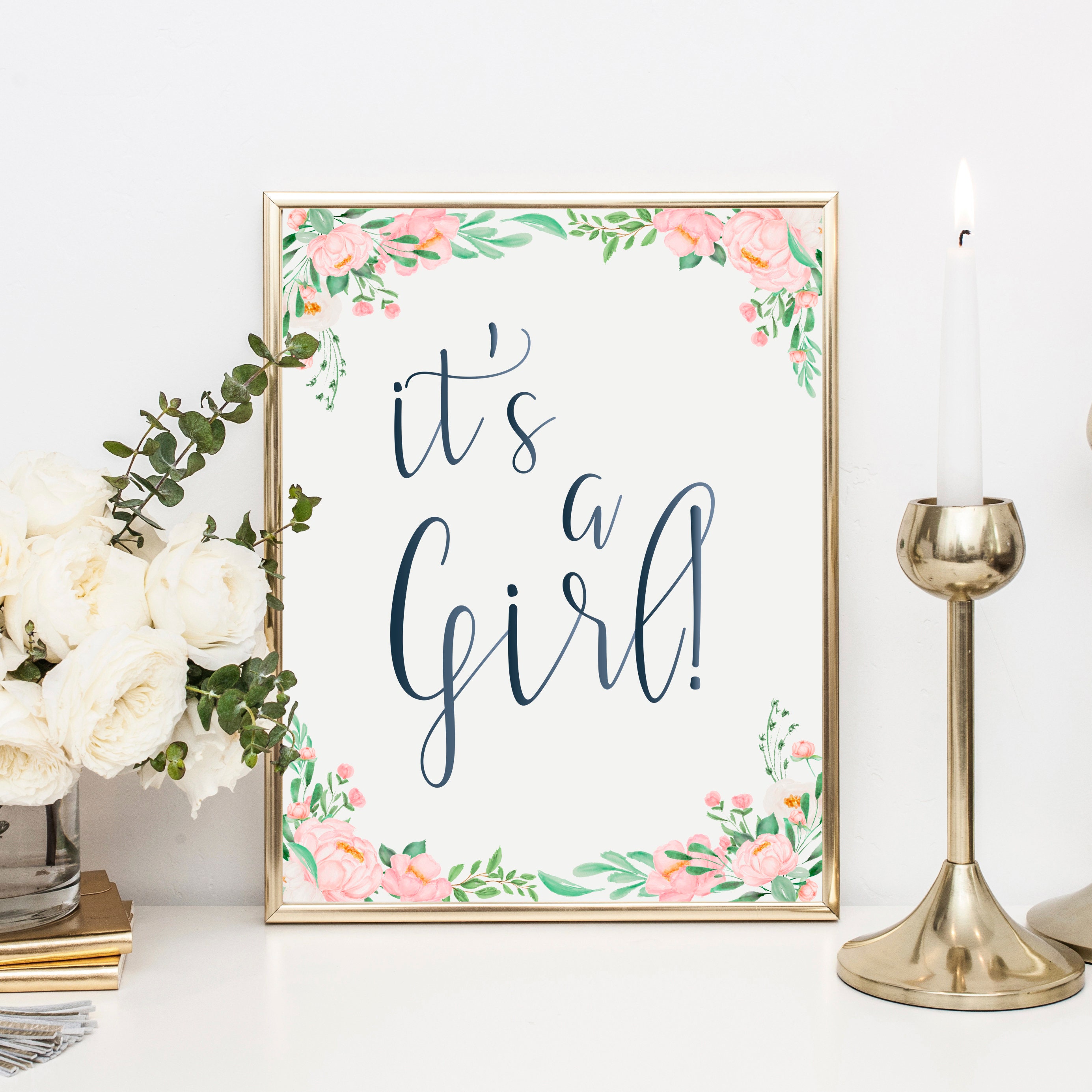 It's A Girl Print Its A Girl Printable Girl Baby Shower | Etsy
