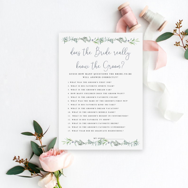 Does the Bride Really Know the Groom Bridal Shower Game Etsy