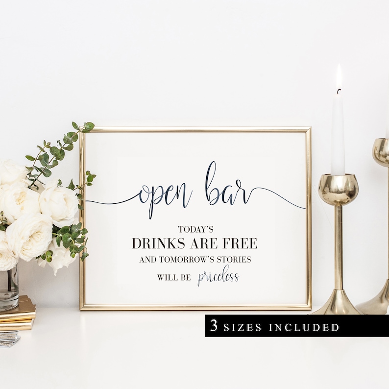 Wedding Open Bar Sign,Wedding bar signs,Instant Download,Open Bar Wedding Sign,Rustic Bar Reception Printable Decorations DIY Drinks Sign