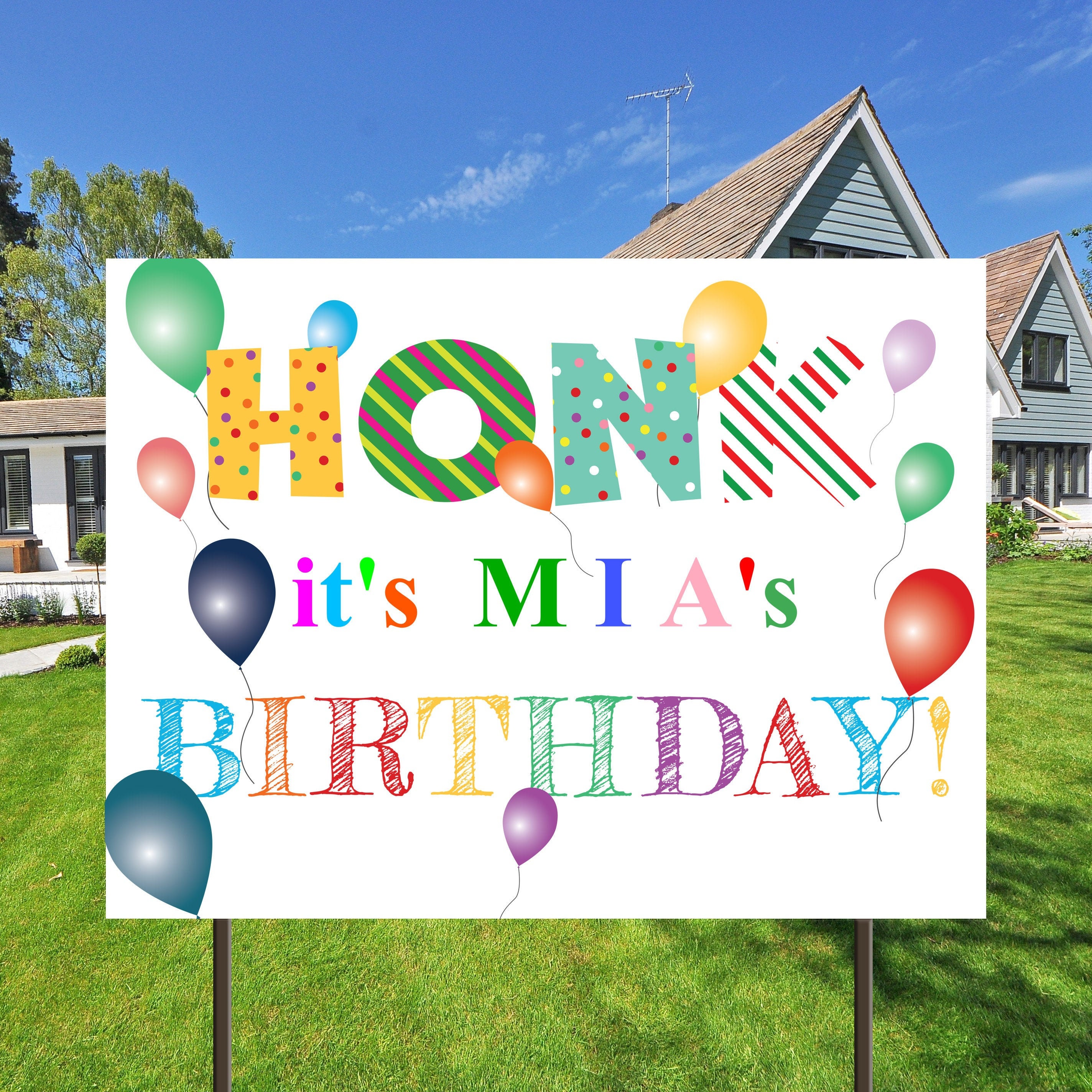 Happy Birthday Yard Sign Custom name Birthday Yard Sign Honk Etsy