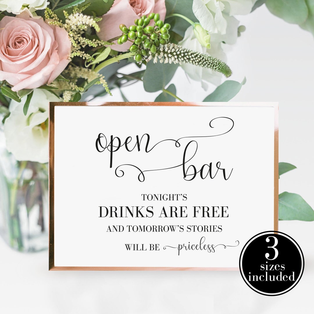 Wedding Open Bar Signwedding Bar Signsrustic Bar Reception - Etsy