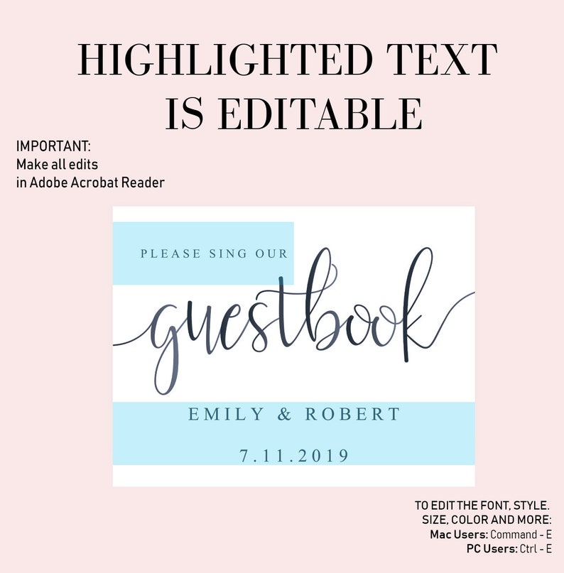 Guestbook Template Please Sign Our Guestbook Template Etsy