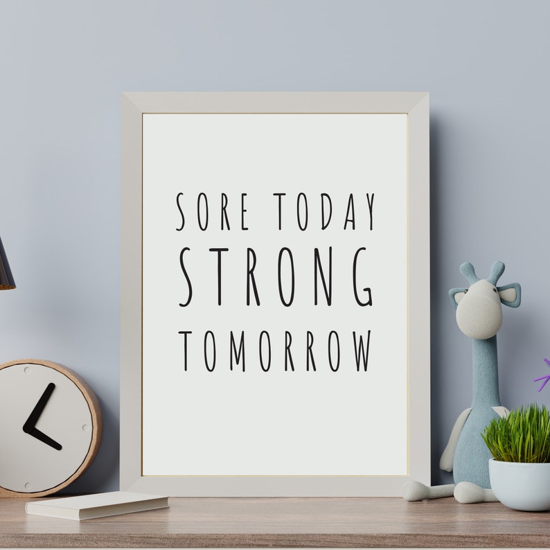 Fitness Art Gym Prints Motivational Wall Decor for Gym Sore Today Strong Tomorrow Print Motivational Sign Printable Minimalist Wall Art