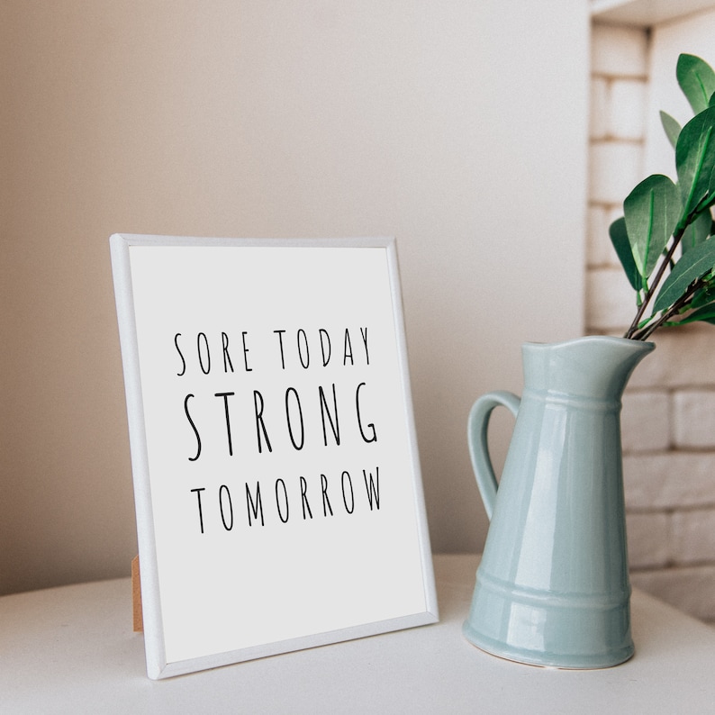 Fitness Art Gym Prints Motivational Wall Decor for Gym Sore Today Strong Tomorrow Print Motivational Sign Printable Minimalist Wall Art