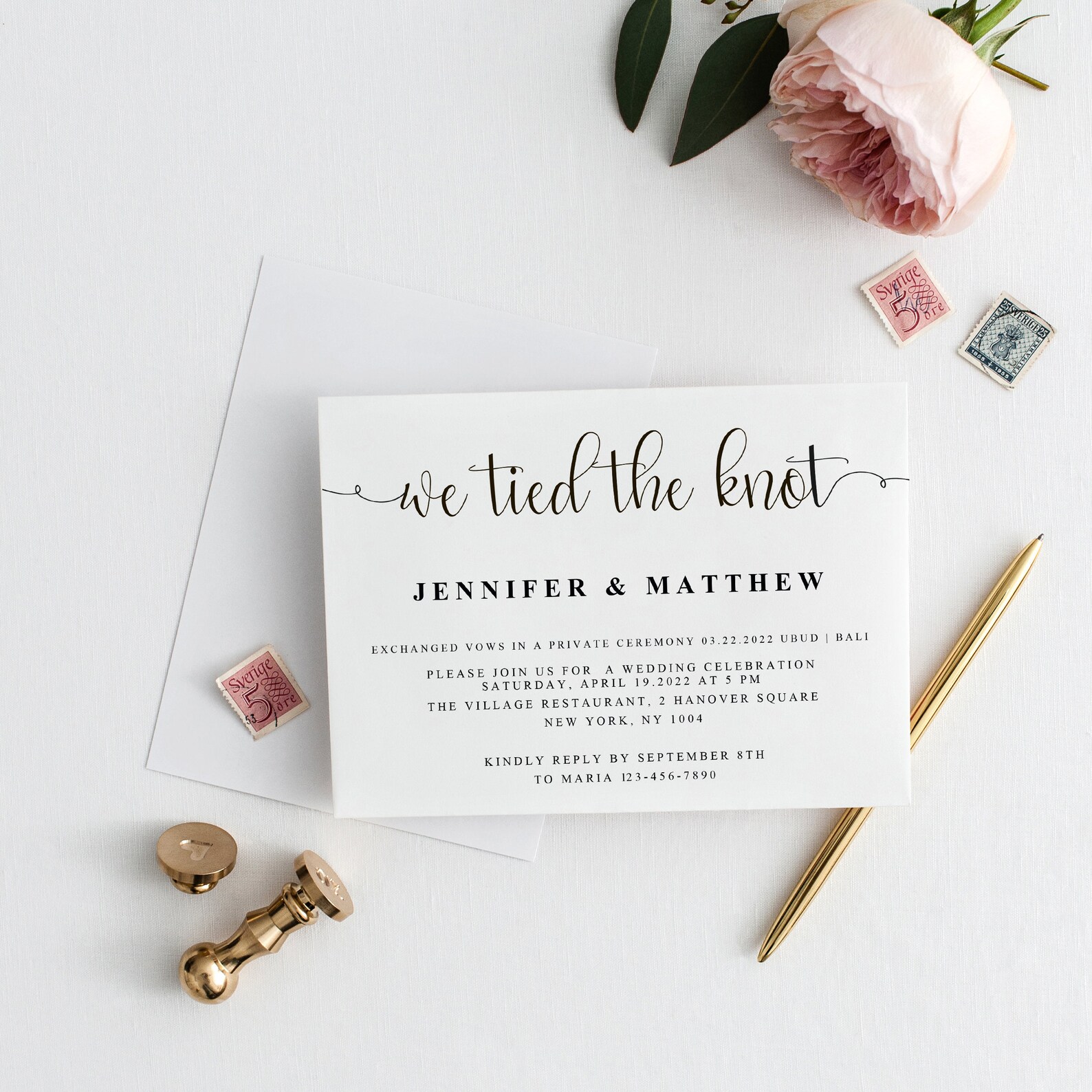 We Tied the Knot Invitation Template Post Wedding Reception Etsy