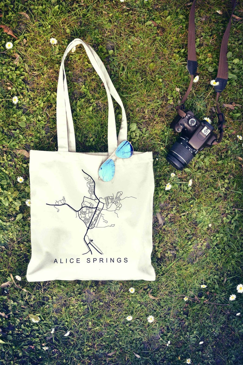 Alice Springs Map Alice Springs Gifts Alice Springs Print Alice Art Tote Bag Canvas Bag Cotton Bag Market Bag Shopping Bag Grocery Bag