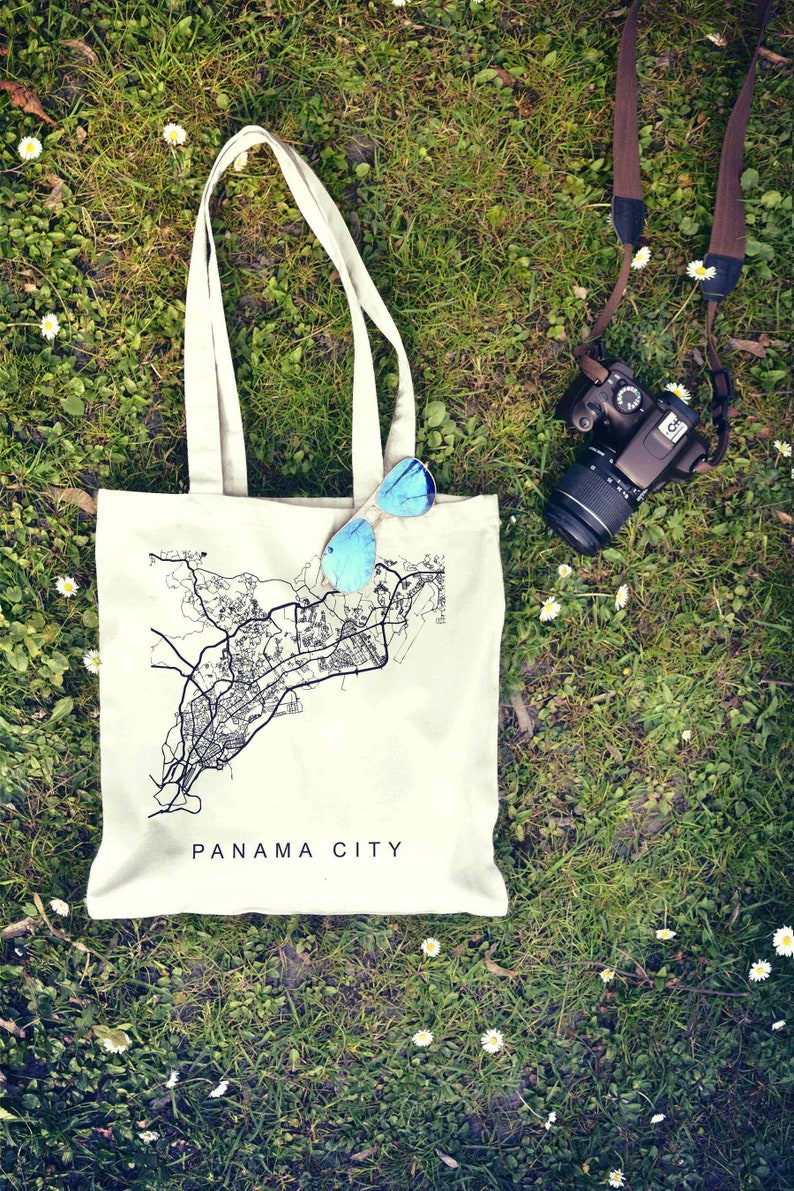 Panama City Map Panama Print Panama Gifts Panama City Gifts Tote Bag Canvas Bag Cotton Bag Beach Tote Shopping Bag Grocery Bag Market Bag