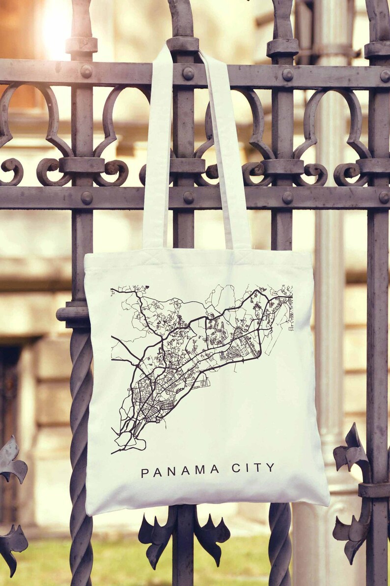 Panama City Map Panama Print Panama Gifts Panama City Gifts Tote Bag Canvas Bag Cotton Bag Beach Tote Shopping Bag Grocery Bag Market Bag