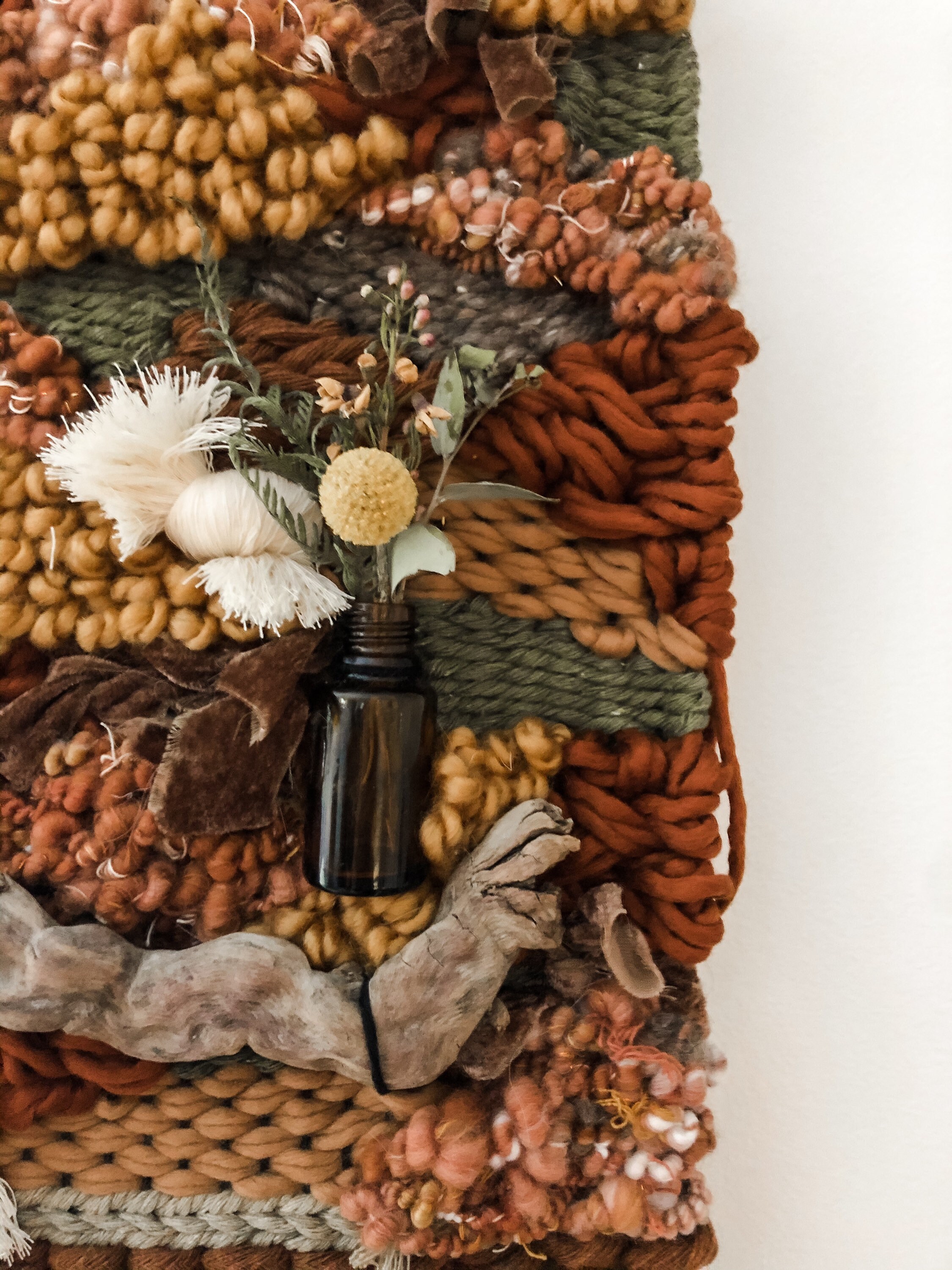 Earth tone weave textured weave with driftwood weaving Etsy