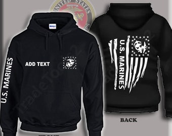 Black US Marines /"The Few The Proud/" Military Hooded Sweatshirt Hoodie Hoody XL