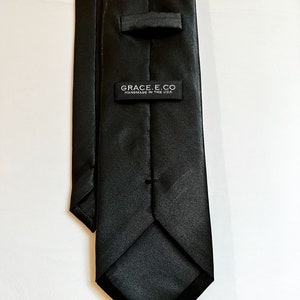 Men’s Necktie in Black Satin | Classic Black Solid Tie | Skinny Tie | Classic Tie | Wide Tie | Necktie and Pocket Square Set | Handmade