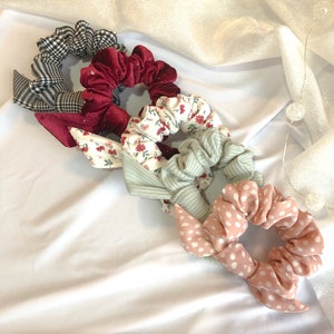 Valentines Day Scrunchies | Valentines Bow Scrunchie | Ribbed Knit Scrunchie | Velvet Scrunchie | Valentines Gift For Her | Handmade