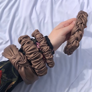 Rose Gold Pleather Headband | Faux Leather Headband | Top Knot Headband | Scrunchie Headband | Braided Headband | Handmade