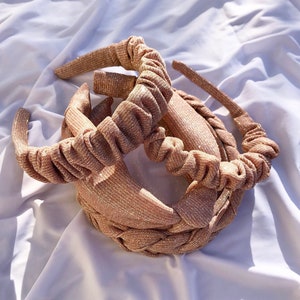 Metallic Glitter Scrunchie Headband | Skinny Scrunchie Headband | Top Knot Headband | Braided Headband | Rose Gold Glitter Headband