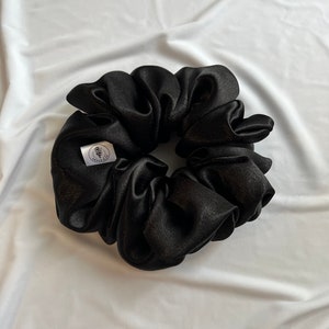 Midnight Black Satin Oversized Scrunchies | Classic Black Satin Extra Large Scrunchie | Satin Holiday Scrunchies | Handmade Satin Scrunchies
