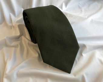 Men’s Necktie in Army Green Cotton | Skinny Tie | Classic Tie | Wide Tie | Necktie and Pocket Square Set | Handmade