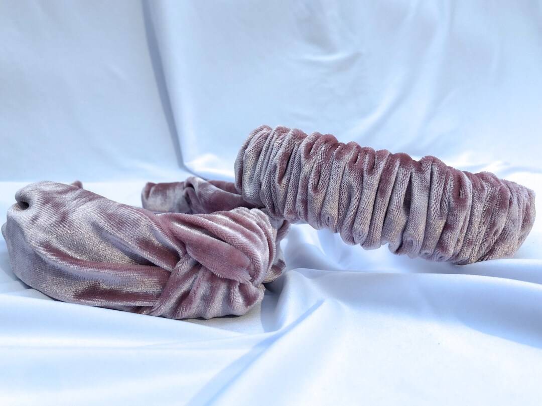 Dusty Pink Velvet Headbands | Blush Velvet Top Knot Headband  display picture 1