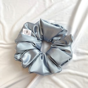 Ice Blue Satin Oversized Scrunchies | Satin Extra Large Scrunchie | Satin Holiday Scrunchies | Handmade Satin Scrunchies