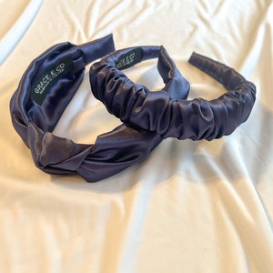 Navy Blue Satin Headbands | Satin Top Knot Headband | Satin Scrunchie Headband | Satin Knotted Headband | Satin Ruched Headband