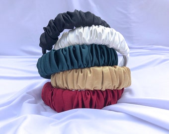 Satin Scrunchie Headband | Satin Ruched Headband | Handmade Headband | Satin Headband | Christmas Headbands