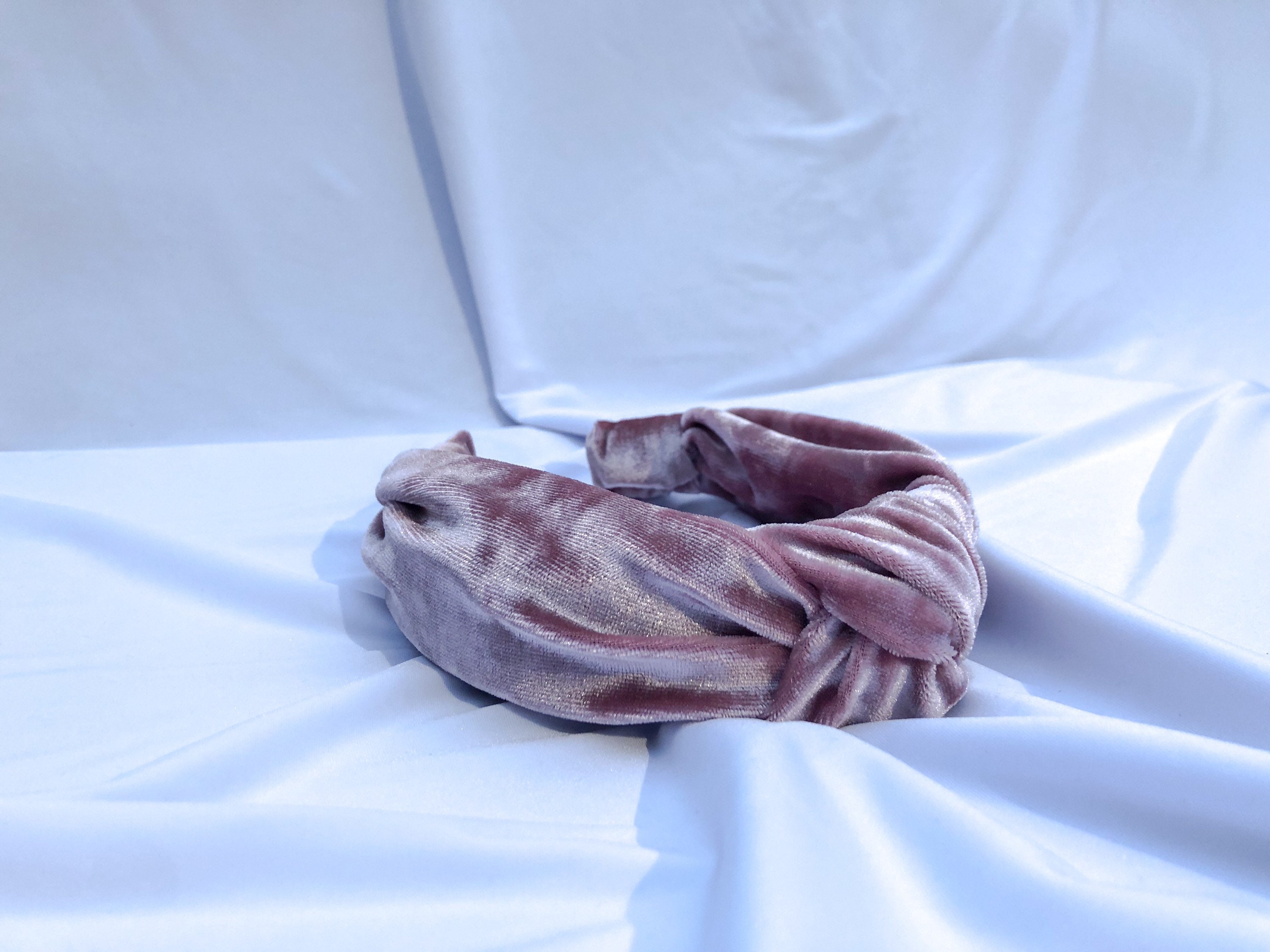 La Bella Velvet Knotted Headband in Dusty Rose Dusty Pink Iria Flower Girl Headband | La Coqueta Kids US main image 4
