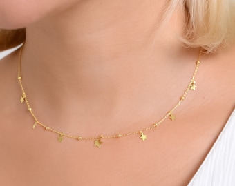 Elegant Star Gold-Plated 925 Sterling Silver Necklace - Handcrafted Jewelry Gift