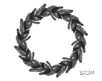 Digital Product - Plotter File "Branch Wreath Marie" - Instant Download