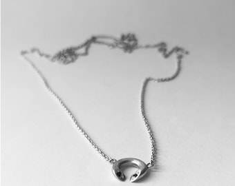 Enso Necklace: Matt Silver Chain with Black Diamonds