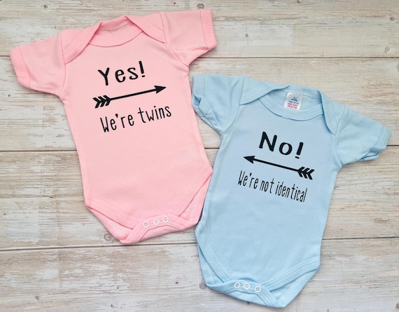 Yes! We’re twins.. No! We’re not identical twin vests, gift for twin babies, newborn clothing sets, gifts for twin boy girls.