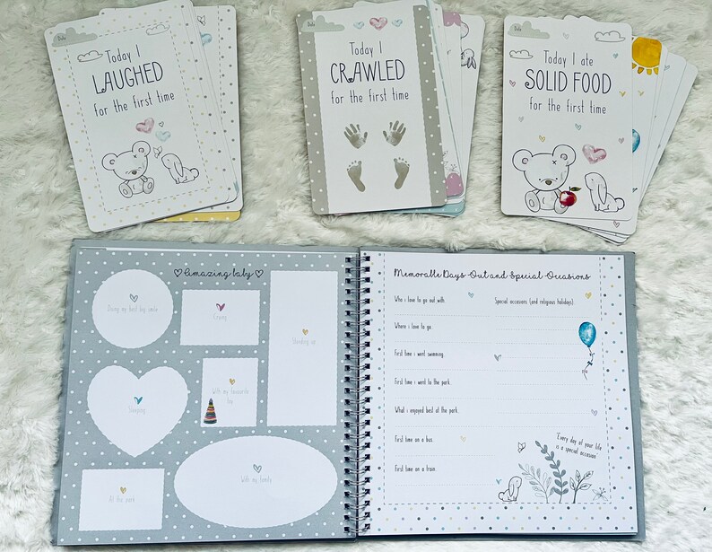 Baby Record Book and Milestone Cards Babys First Year Etsy UK