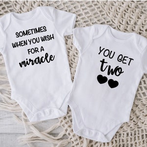 Twin Pregnancy Announcement Vests | Gifts For Twin Babies | Surprise Baby News To Husband Grandparents | Twin Baby Onesies | Miracle Twins