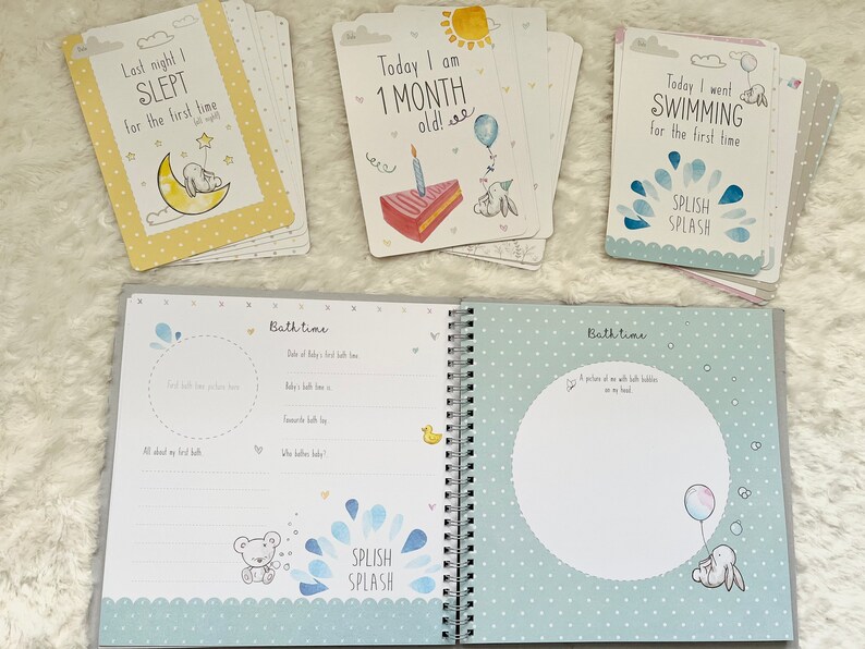 Baby Record Book and Milestone Cards Babys First Year Etsy UK