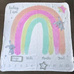 Personalised Baby Milestone Blanket | Rainbow Baby Photo Prop | Newborn Milestone Blanket | Baby Shower Gift | Monthly Growth Photo Blanket