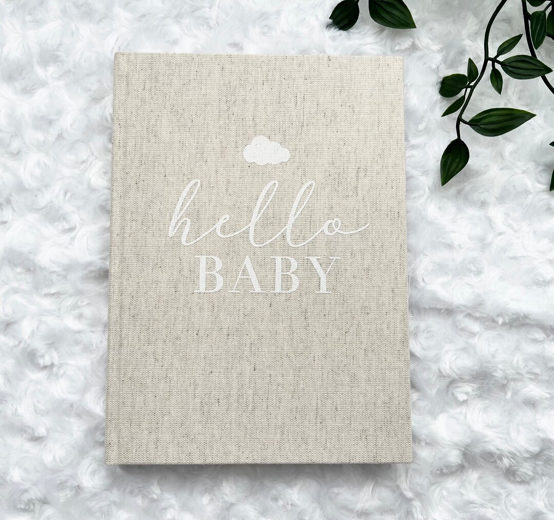 Baby Record Book Hello Baby Neutral Linen Baby Journal Baby Shower Gift