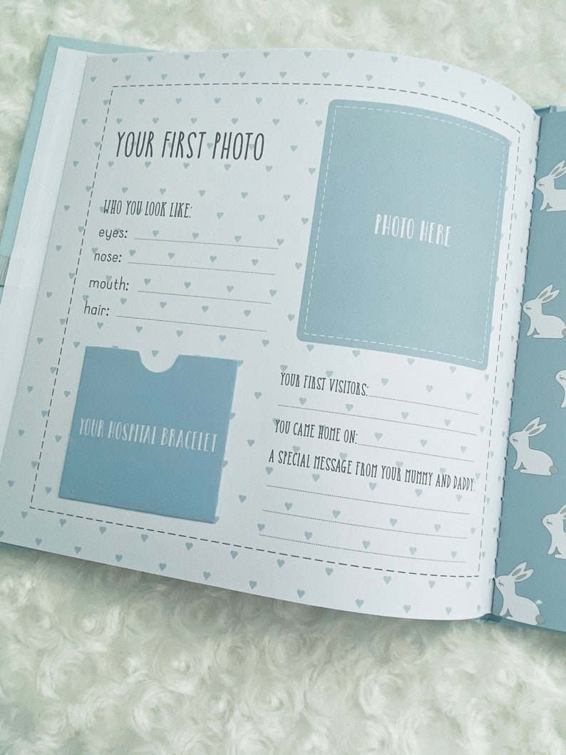 My First Year Record Book/baby Photo Album in Blue Etsy UK