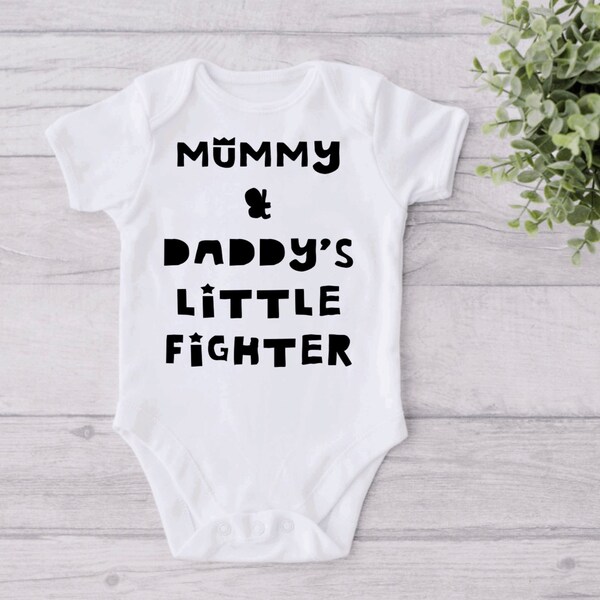 Mummy & Daddy’s Little Fighter | Premature Baby Gift | Gift For Tiny Baby | Preemie Baby Clothes | Tiny Baby Vest | Nicu Baby Onesie